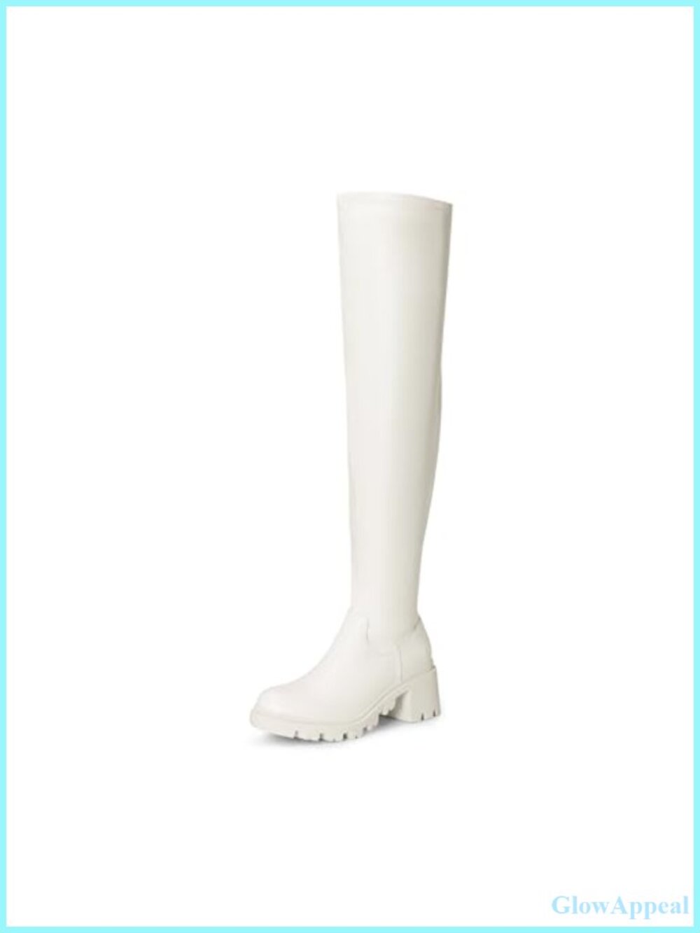 Women's Platform Knee High Boots Stretchy Vegan Leather Over-the-Knee